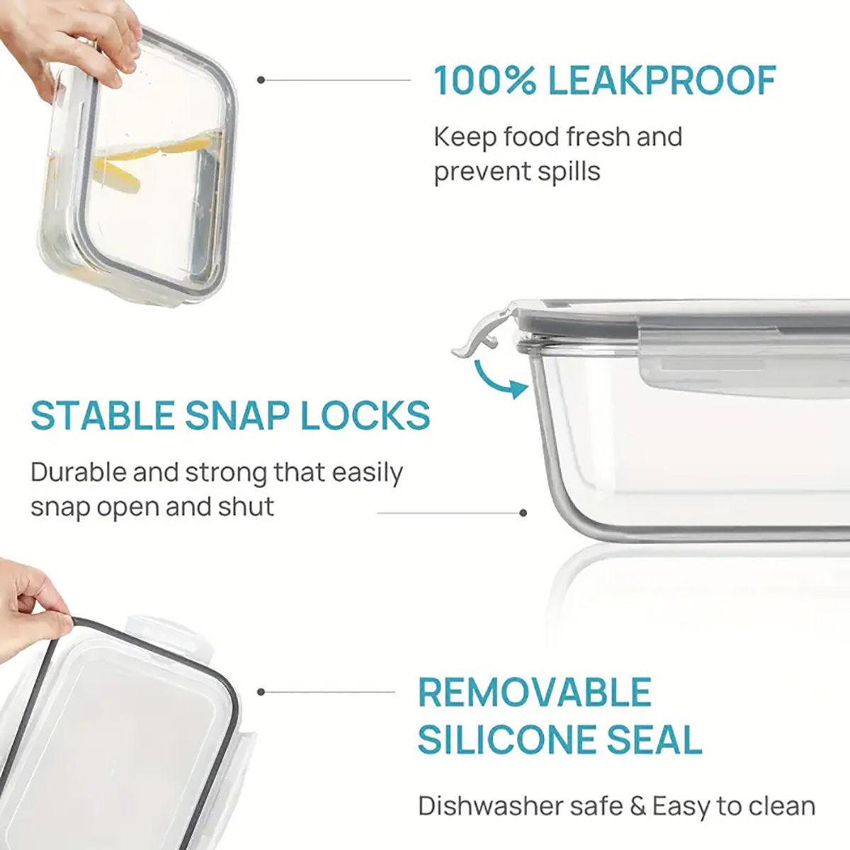 2Pack 1860Ml/ 63Oz Large Glass Storage Containers With Lids, Meal Prep Food Container Set With Snap Airtight Lid For Baking, Microwave, Oven, Leak Proof, For Freezer, Dishwasher